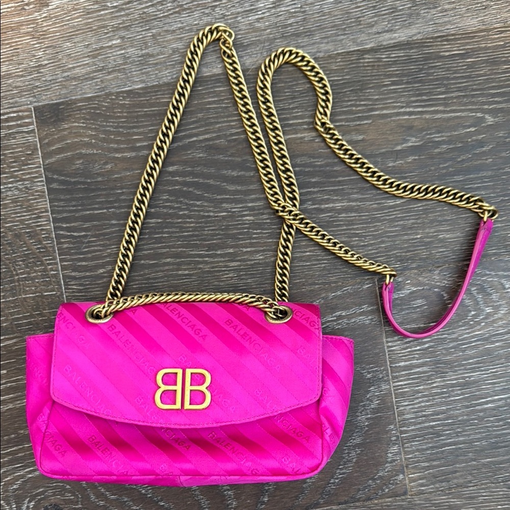Balenciaga Pink and Gold Quilted Shoulder Bag